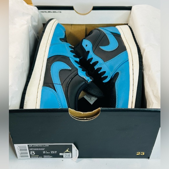 Jordan 1 Low Laser Blue Black 553558-410 Size 8 In Original Box IOB - Picture 5 of 12